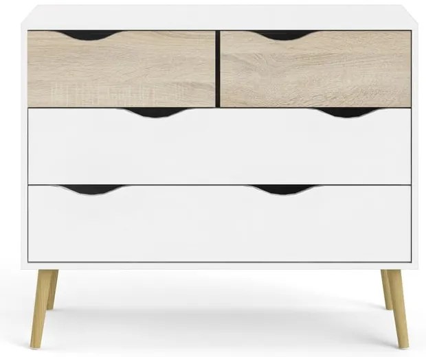 Comodă Tvilum Oslo, 99x82 cm, alb-natural