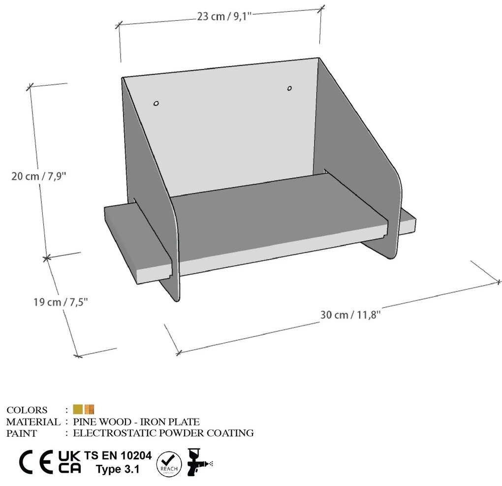 Raft de perete Shortia 1 (auriu). 1107803