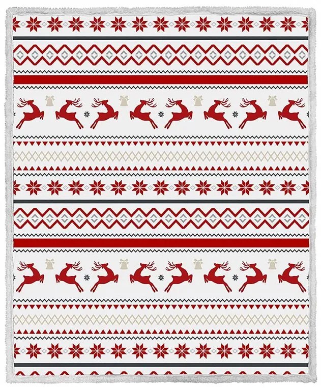 2x patura alba de miel de Craciun din microplus RETRO CHRISTMAS 160x200 cm