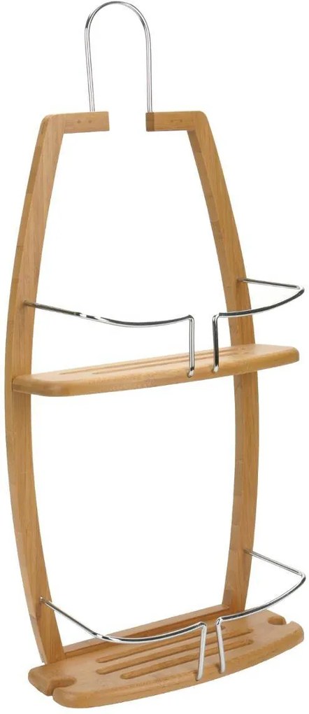 Raft baie, Emako, Lemn/Metal, 2 nivele, 61x27cm, Maro