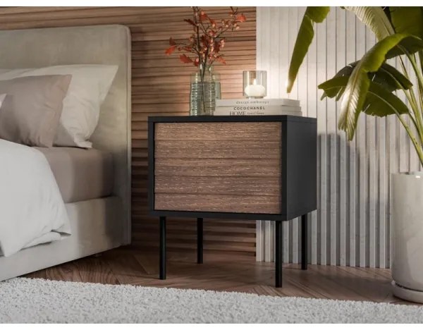 SET 2x noptieră CORTINA 51x45 cm negru/nuc warnia