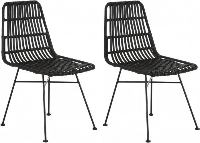 Set de 2 scaune ratan Costa, negru/negru