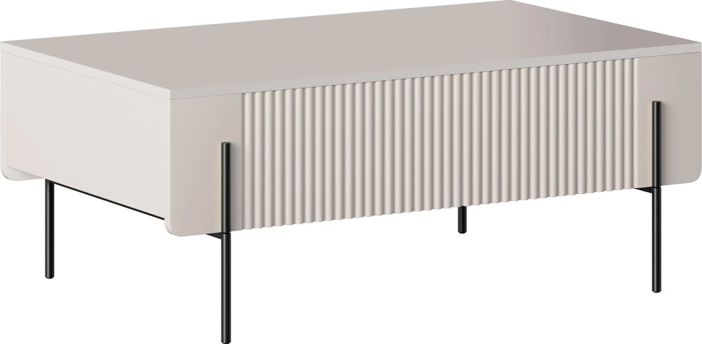Măsuță de cafea Malmi 100 cm cu sertare - casmir / picioare negre