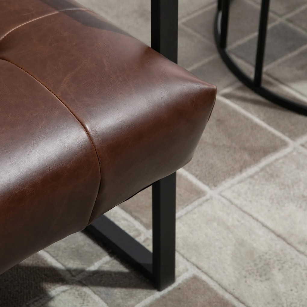 Fotoliu Stil Industrial Matlasat cu Nasturi, Mobilier Modern Fotoliu scaun din metal si PU, 62x74x78cm Maro HOMCOM | Aosom RO