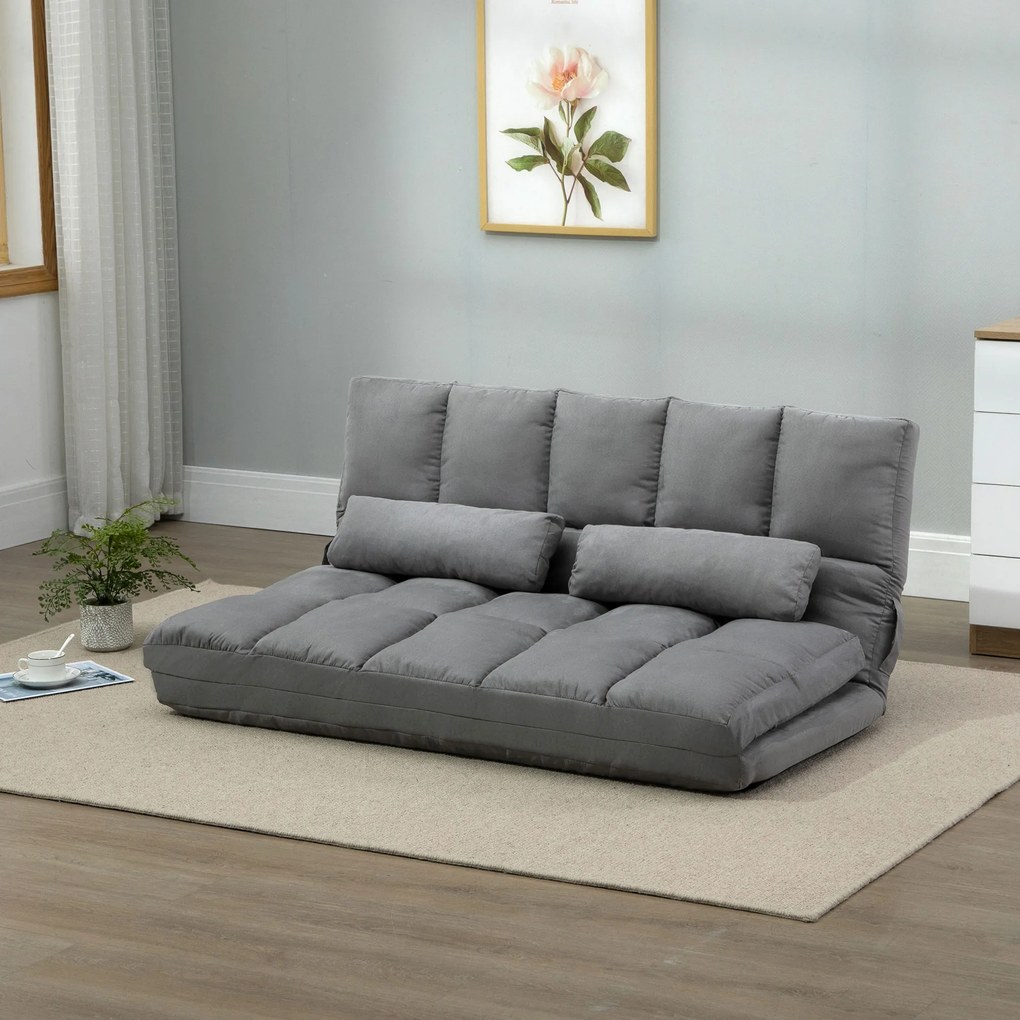 HOMCOM Canapea De Podea Pliabila, 130x73x60 cm Gri | Aosom Romania