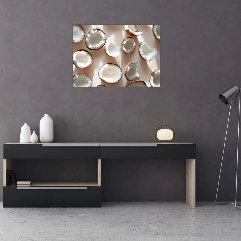 Tablou pe sticlă - Nuci de cocos (70x50 cm)