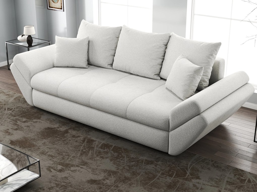 Canapea extensibilă dumonde cu ladă de depozitare si sezut confortabil din spuma high-density, Loana Euphoria Ivory 250x100 cm