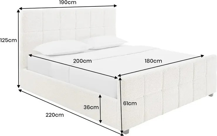 Pat PRESTIGE 180x200cm crem boucle cu spatiu de depozitare