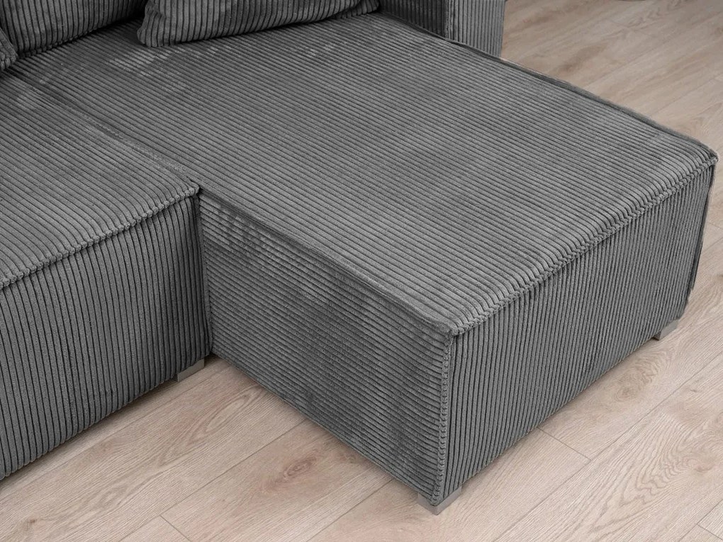 Canapea colt extensibila SMART COSARO gri, cu colt bilateral + 2 perne CADOU