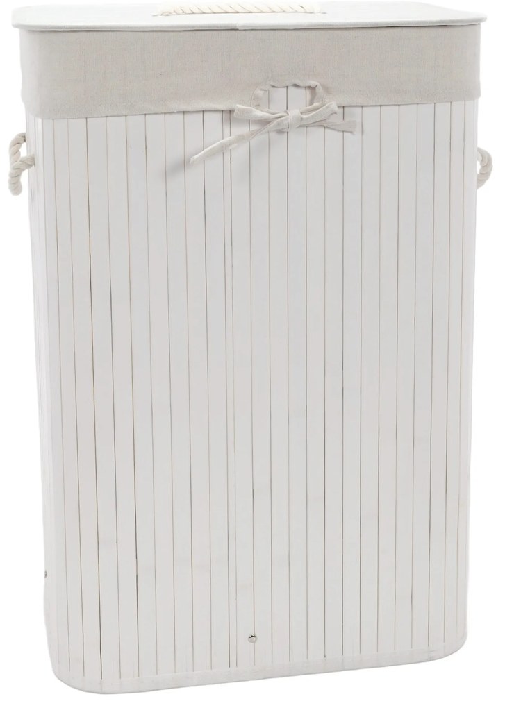 Coș de rufe alb din bambus, 72 l