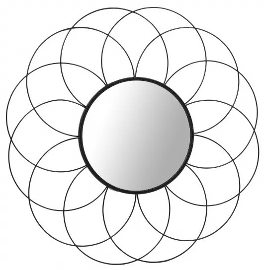 Oglinda rotunda cu rama din metal neagra Phantoma, 2cm (L / D) x 79,5cm (W) x 79,5cm (H)