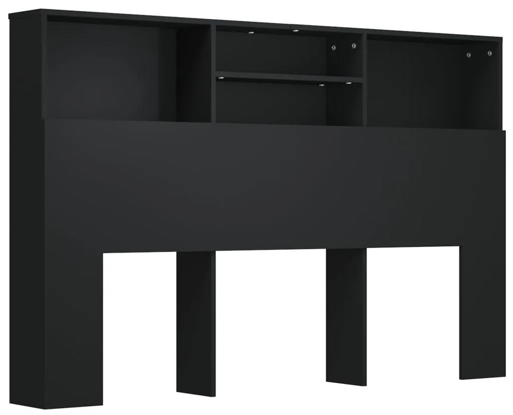 811872 vidaXL Tăblie de pat cu dulap, negru, 160x19x103,5 cm