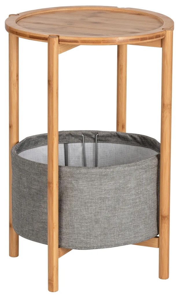 Masă BAHARI, bambus, cu coș din stofă pentru depozitare, rotunda, Wenko