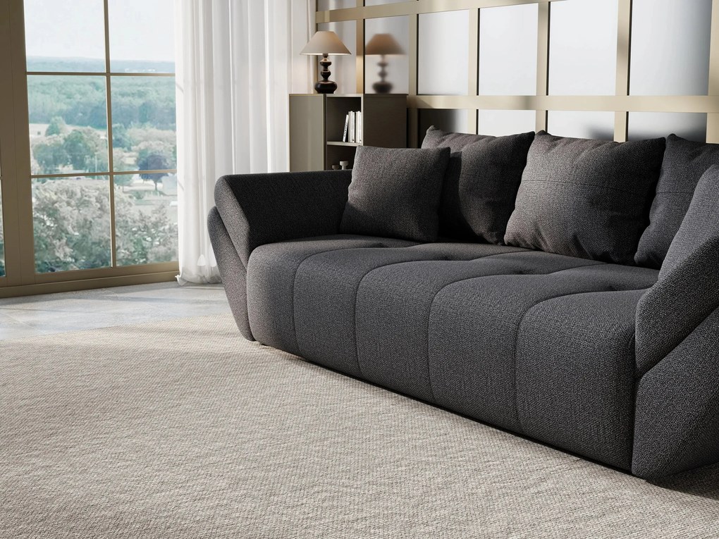 Canapea extensibilă dumonde cu ladă de depozitare si sezut confortabil din spuma high-density, Berlin Enjoy Graphite 250x100 cm