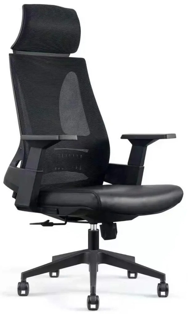 RESIGILAT- Scaun ergonomic Walker 3285, spătar mesh, sezut piele ecologica, Negru