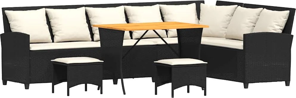 vidaXL Set canapea de grădină 4 piese cu perne, în formă de L negru