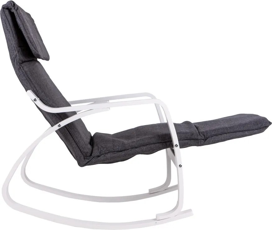 Scaun oscilant cu suport reglabil pentru picioare, cadru din lemn alb - gri