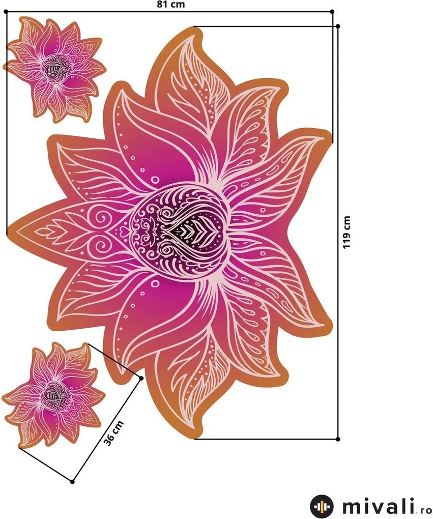 Autocolante de perete - Mandala de lotus fucsia