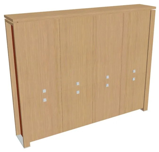 Dulap înalt Verno+ S 260 x 46 x 210 cm, stejar deschis / portocaliu