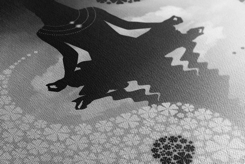 Tablou yin și yang yoga în design alb-negru
