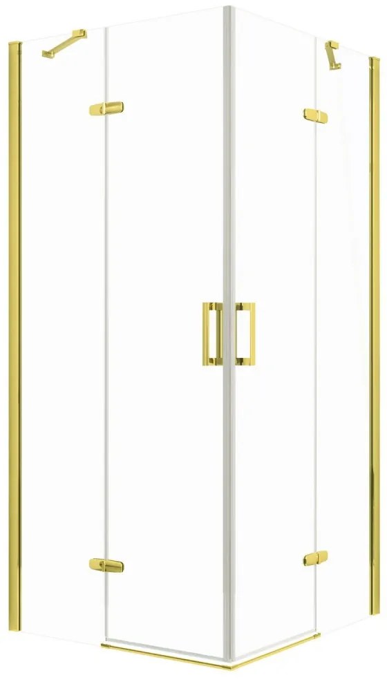 Cabină de duș pătrată Flow Gold cu ușă batantă 90 cm