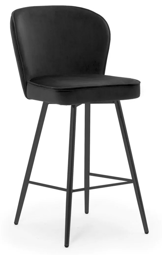 Scaun de bar Aine negru picioare negru - H70 cm