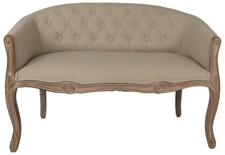 Banchetă shabby chic 2 locuri, cu spătar, bej, stofa, 104x55x70 cm