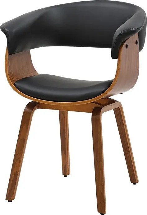 Scaun retro imitatie piele neagra, lemn furniruit ORGANIC