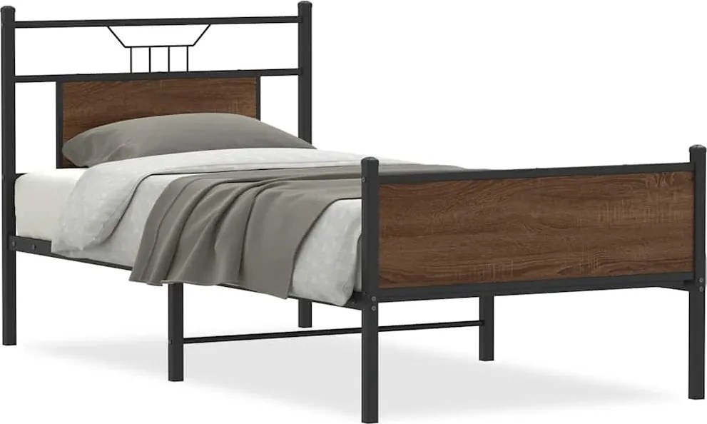 vidaXL Cadru pat fără saltea stejar maro, 90x190 cm, lemn prelucrat