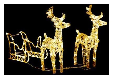 Decoratiune de Craciun reni si sanie 160 leduri 130 cm acrilic