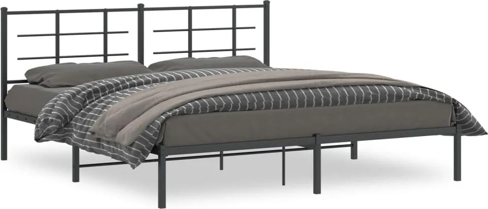 vidaXL Cadru de pat metalic cu tăblie, negru, 180x200 cm