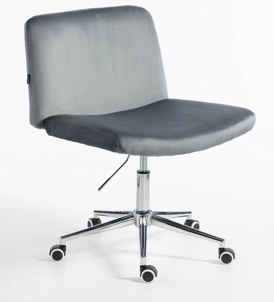 HR150K Scaun Grafit din Catifea cu Bază Cromata