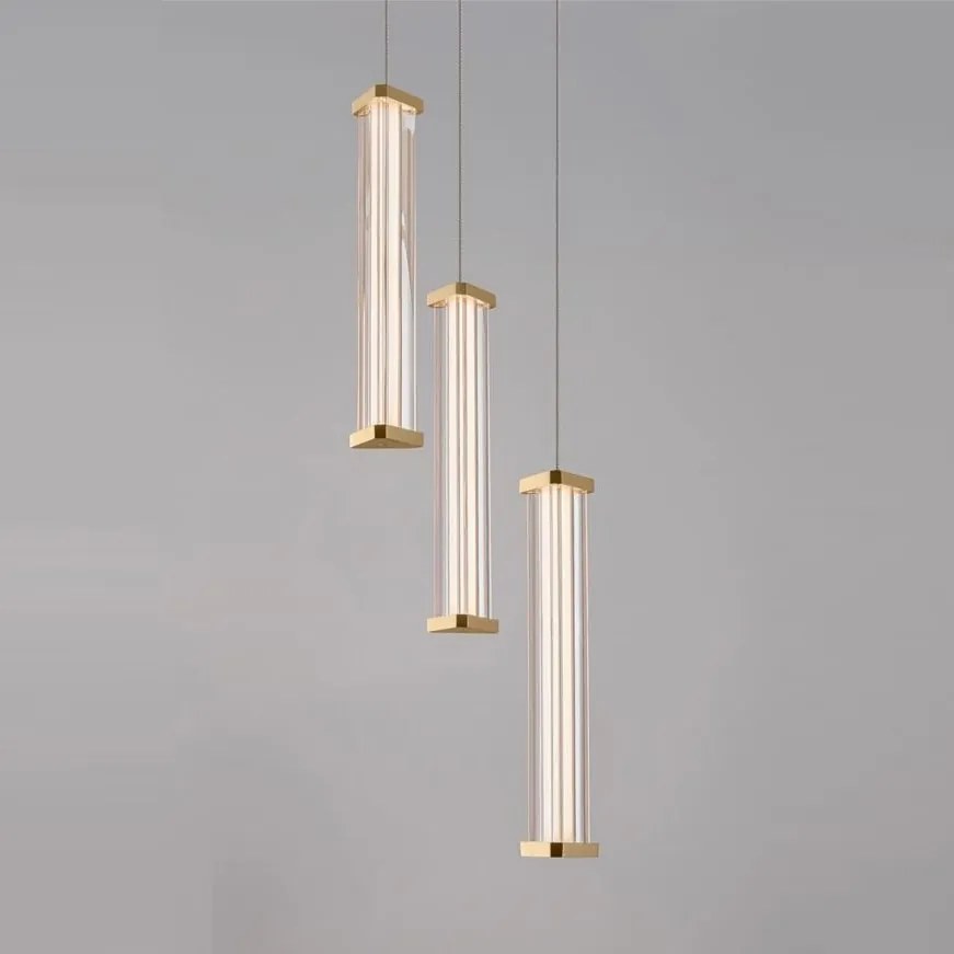 Lustra cu 3 pendule LED 2700K PHEME auriu periat
