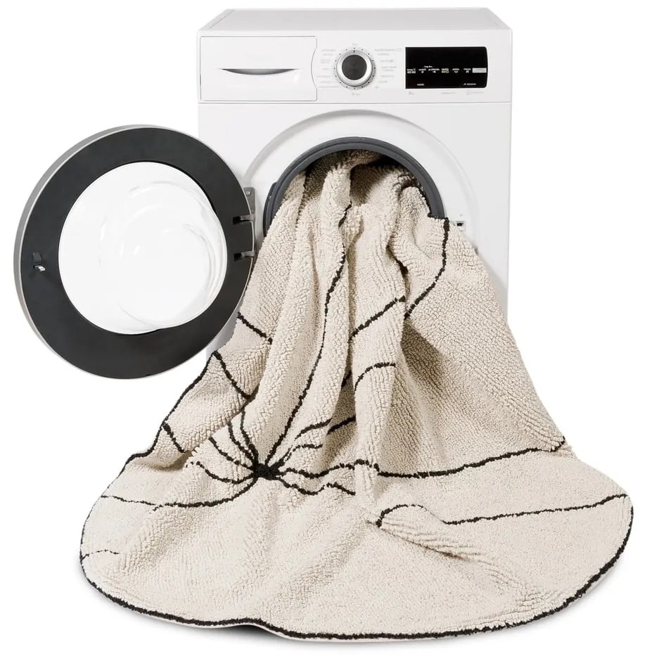 Covor crem lavabil/țesut manual rotund din bumbac ø 160 cm Trace Beige – Lorena Canals