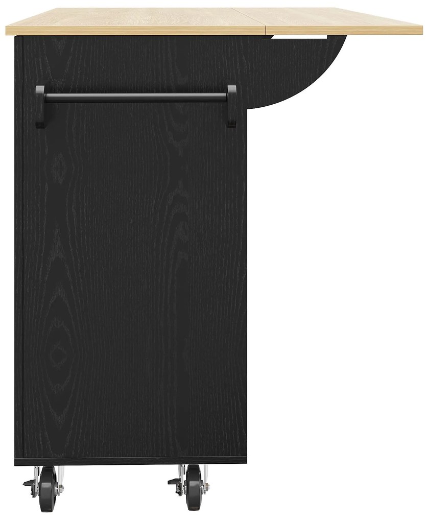 Insulă de bucătărie cu blat rabatabil, Negru | Aosom Romania