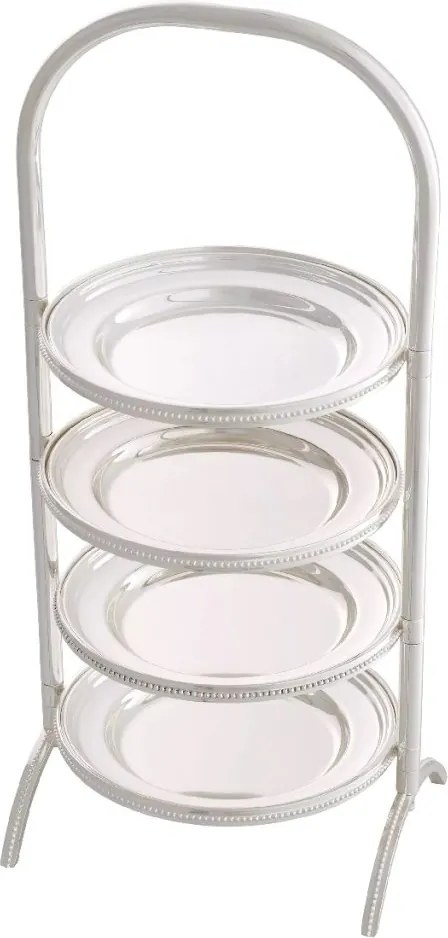 Suport prajituri, Patru platouri etajate design LUX Encore, argintiu