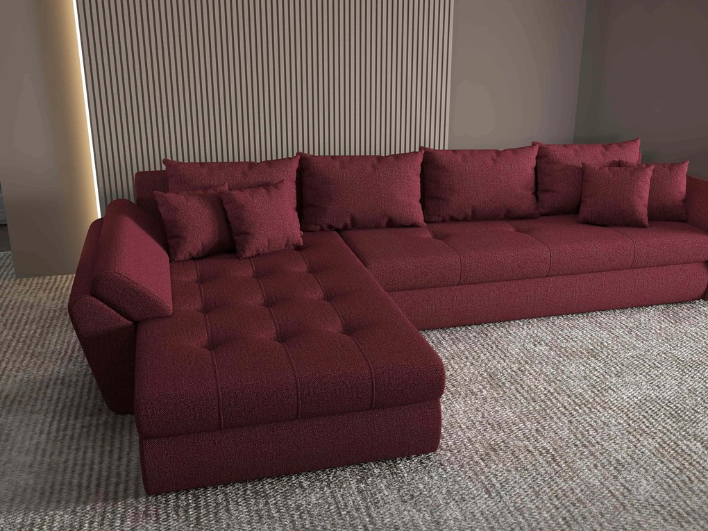 Colțar extensibil dumonde cu ladă de depozitare si sezut confortabil din spuma high-density, Loana XL Enjoy Winery 335x185 cm