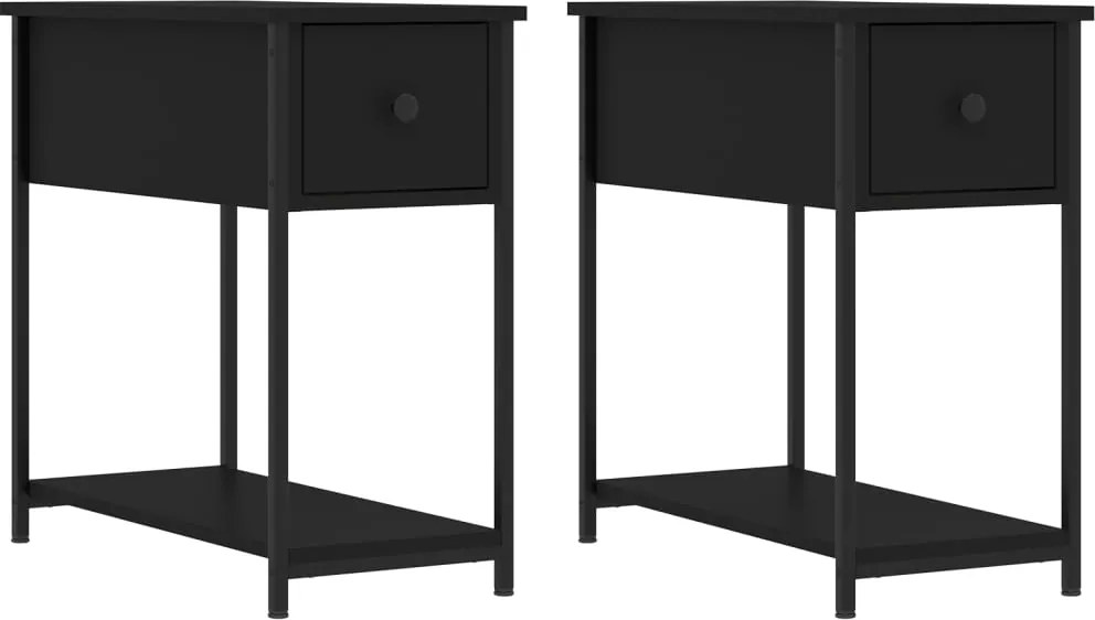 vidaXL Noptiere, 2 buc., negru, 30x60x60 cm, lemn prelucrat