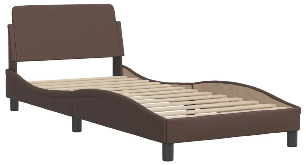 373080 vidaXL Cadru de pat cu tăblie, maro, 80x200 cm, piele ecologică