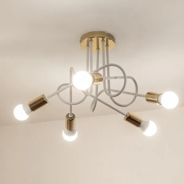 Lustră aplicată OXFORD 5xE27/15W/230V aurie/albă