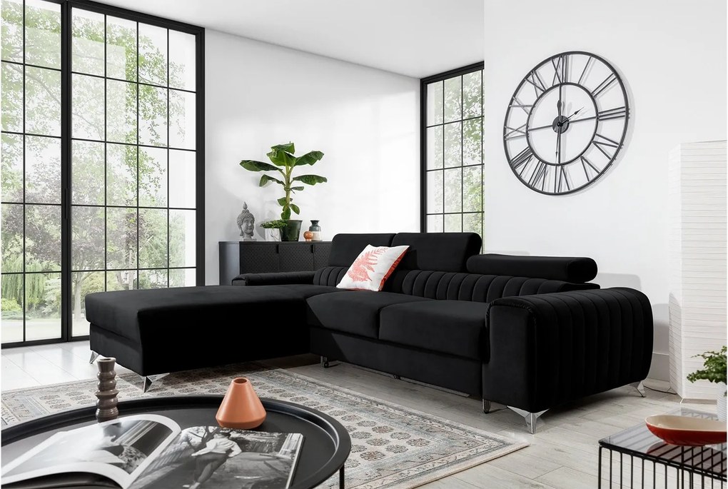 Colțar lemn masiv Gray Extensibil Ladă de Depozitare Personalizabil, 278 × 205 × 92 cm - Nube 45, Stânga