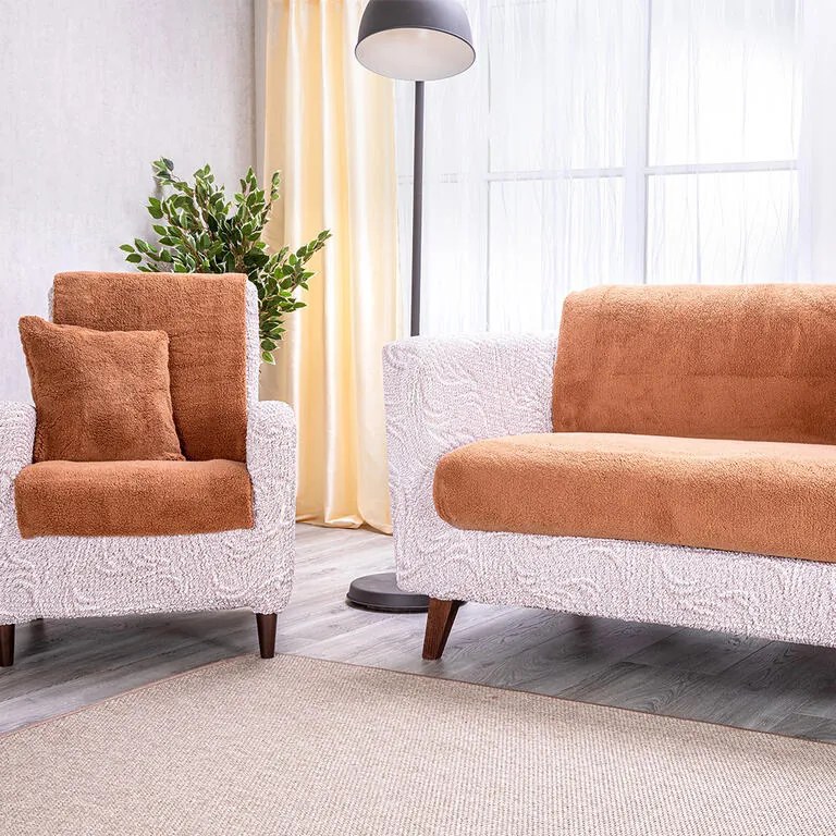 Cuverturi SHERPA culoarea alunei canapea