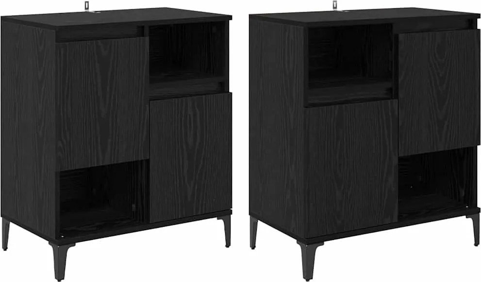 vidaXL Bufeturi 2 pcs Stejar Negru 60 x 35 x 70 cm Lemn compozit
