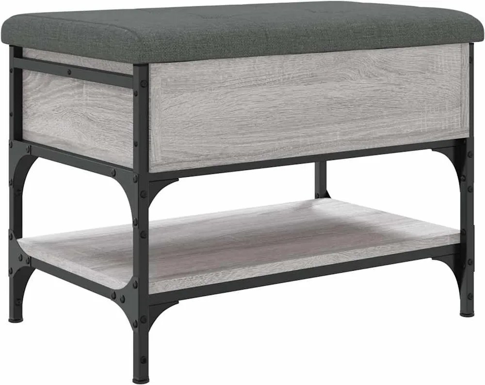 vidaXL Bancă de pantofi, gri sonoma, 62x42x45 cm, lemn prelucrat