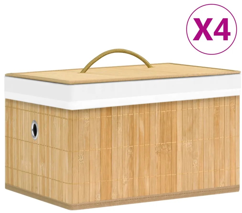vidaXL Cutii de depozitare, 4 buc., bambus