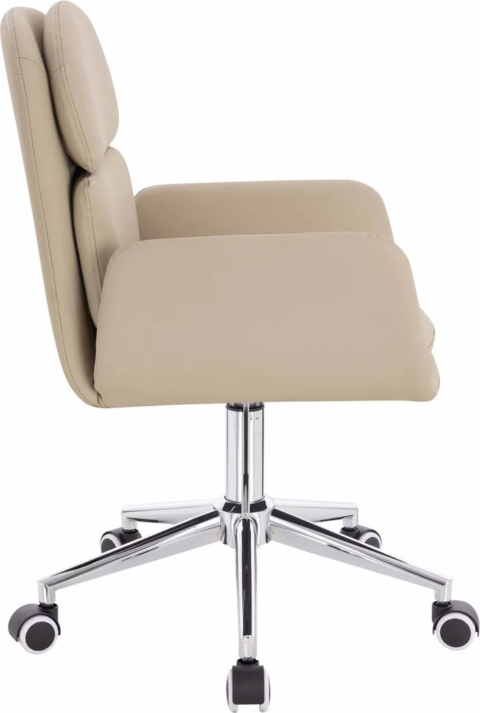 HR480K Scaun Crem Piele Ecologica Premium Soft cu Bază Cromata