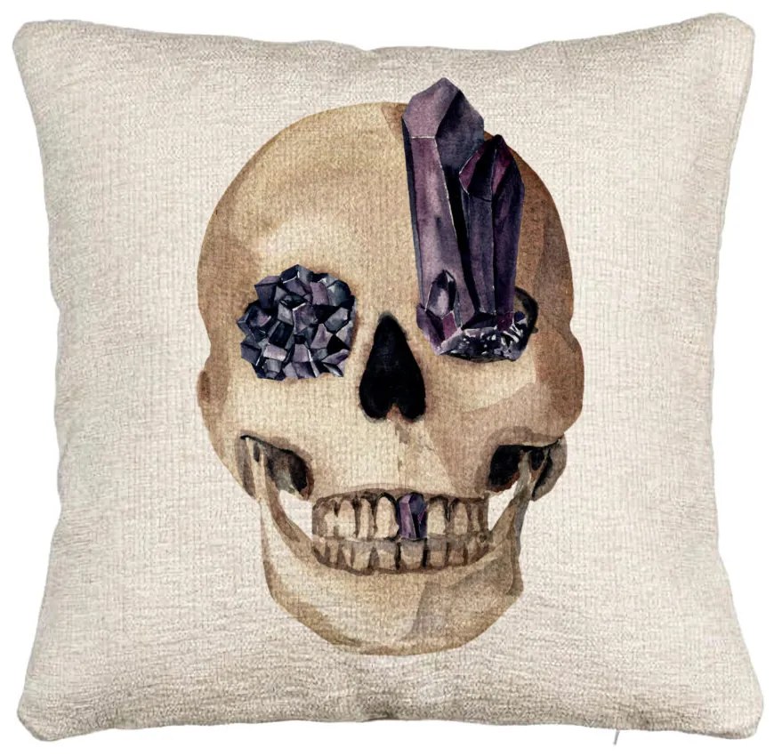 Perna Decorativa Canapea cu motiv Craniu de Halloween, 1, 40x40 cm, Cu fermoar