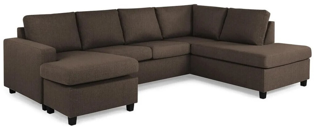 Colțar Scandinavian Choice C154Negru, Maro, 254x194x82cm, Picioare: Plastic