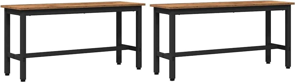 vidaXL Bancă de Dining 2 pcs Lemn vechi 100 x 32,5 x 48,5 cm