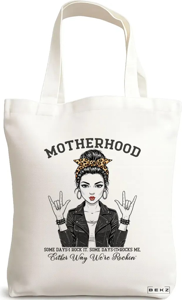 Sacosa de Panza pentru Cumparaturi, Geanta Tote, model Motherhood 38 x 34.5 cm, Alba, BEKZ®